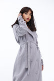 Linen Gray Maxi Trench Coat