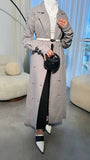 Linen Gray Maxi Trench Coat