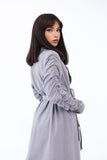 Linen Gray Maxi Trench Coat